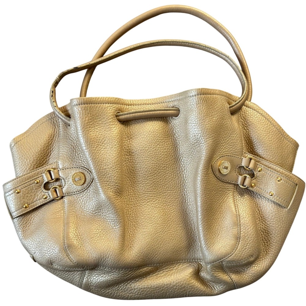 Cole Haan Gold Pebbled Leather Large Hobo Bag Pink Interior